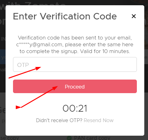 Mail Verification Zomato