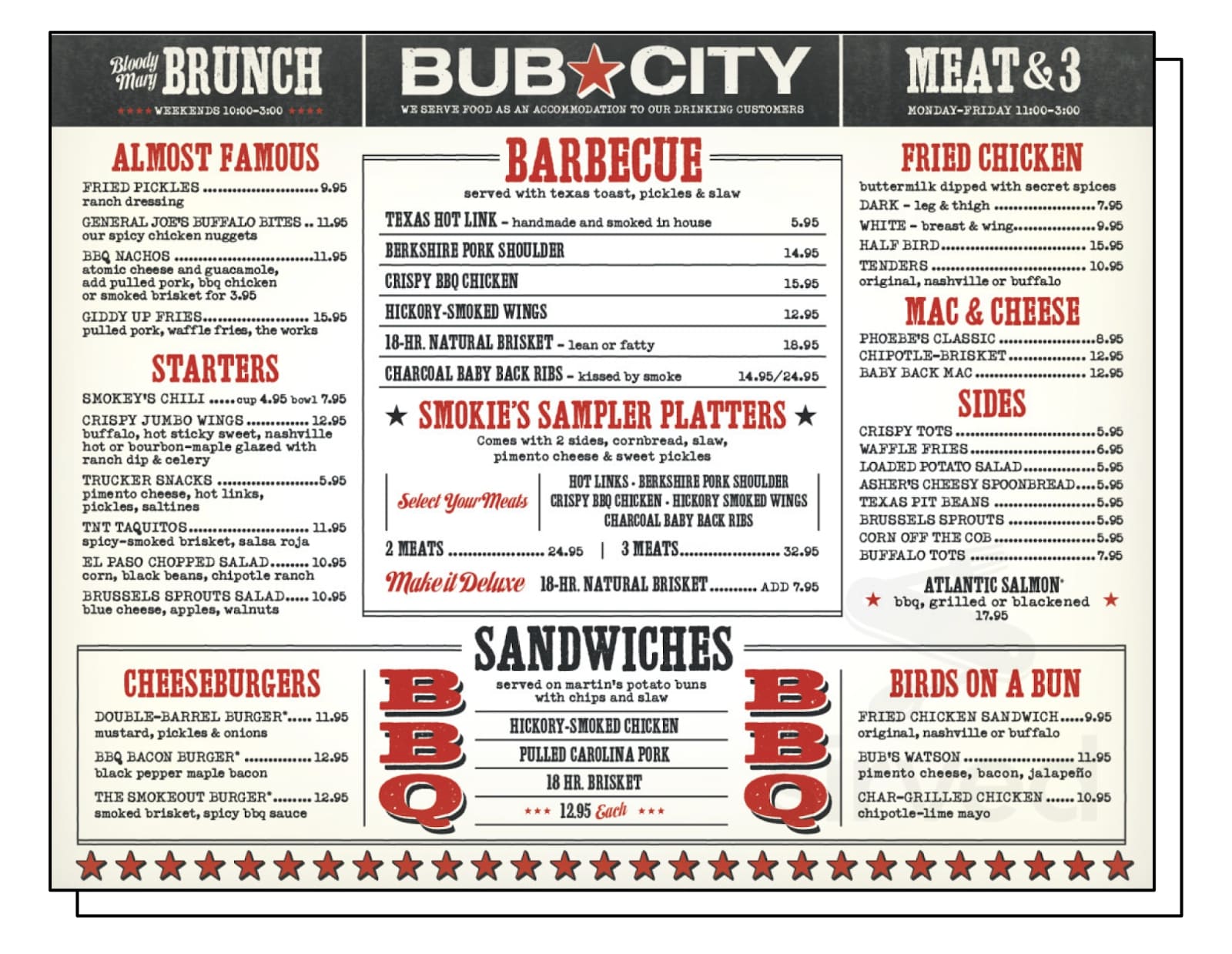 Bub City Menu