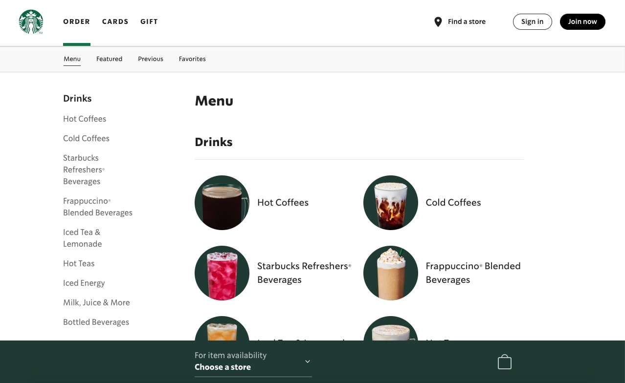 Starbucks Menu