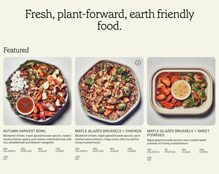 Sweetgreen Menu