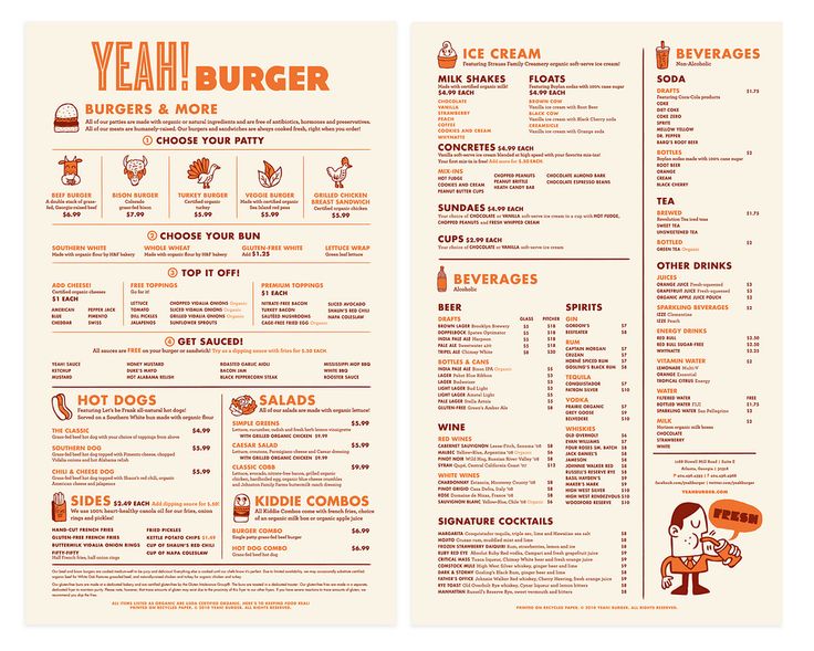 Yeah Burger Menu